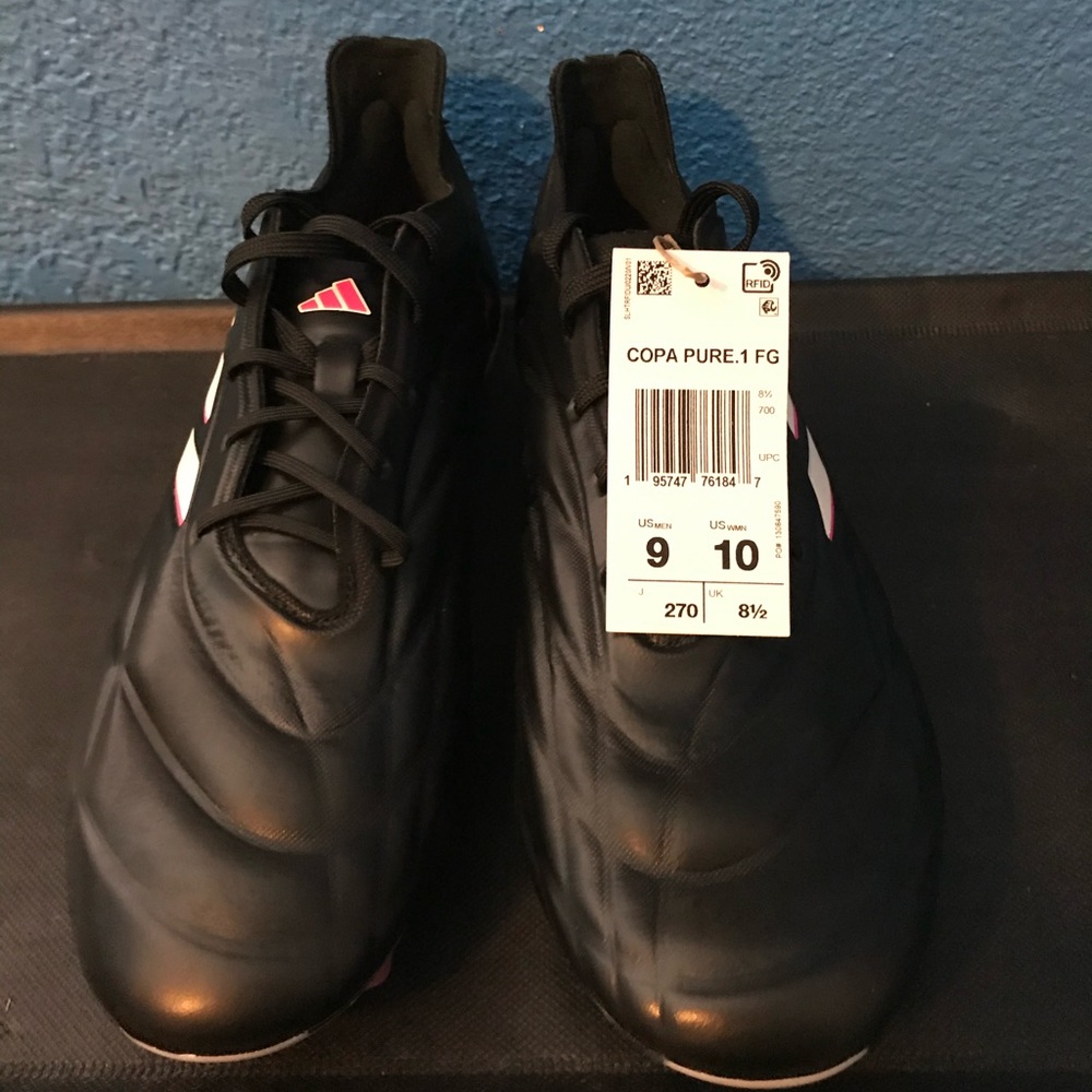 New Adidas COPA PURE.1 FG Soccer Cleats Black Pink HQ8904 Men's Size 9